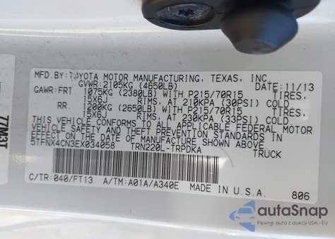 2014 Toyota Tacoma z USA, uszkodzony, nr VIN 5TFNX4CN3EX034058